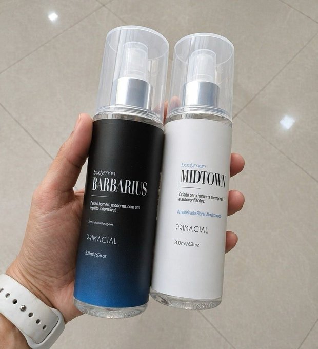 KIT BODY SPLASH MASCULINO BARBARIUS E MIDTOWN 200ML - PRIMACIAL PERFUME FRESCO AMADEIRADO