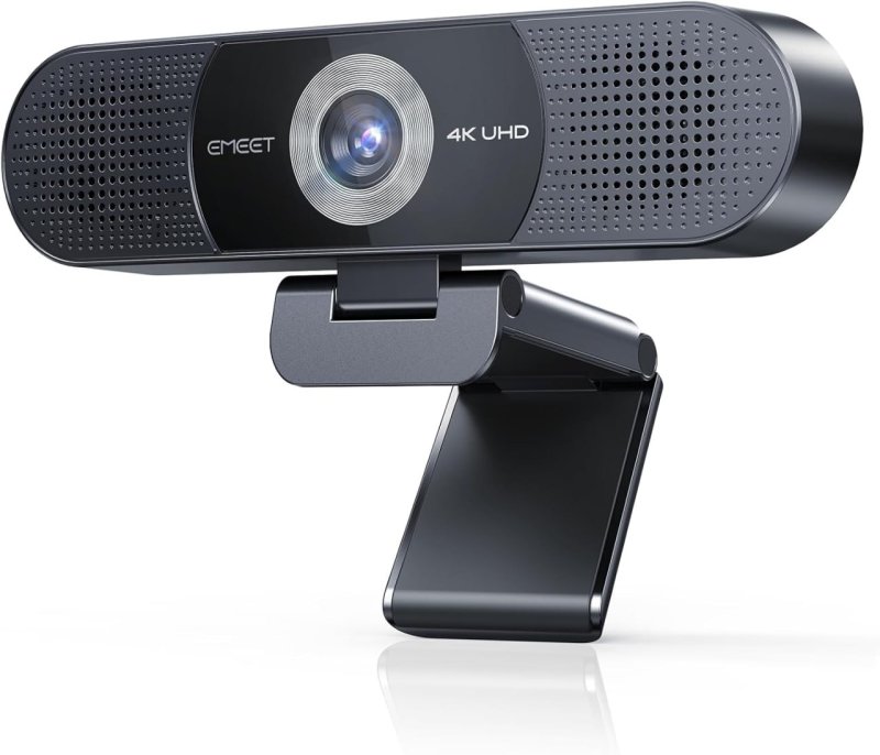 Webcam EMEET C980 PRO, 4K, 3 em 1, Microfone, Alto-falante, Grande-angular 60°a 98°, 4 microfones