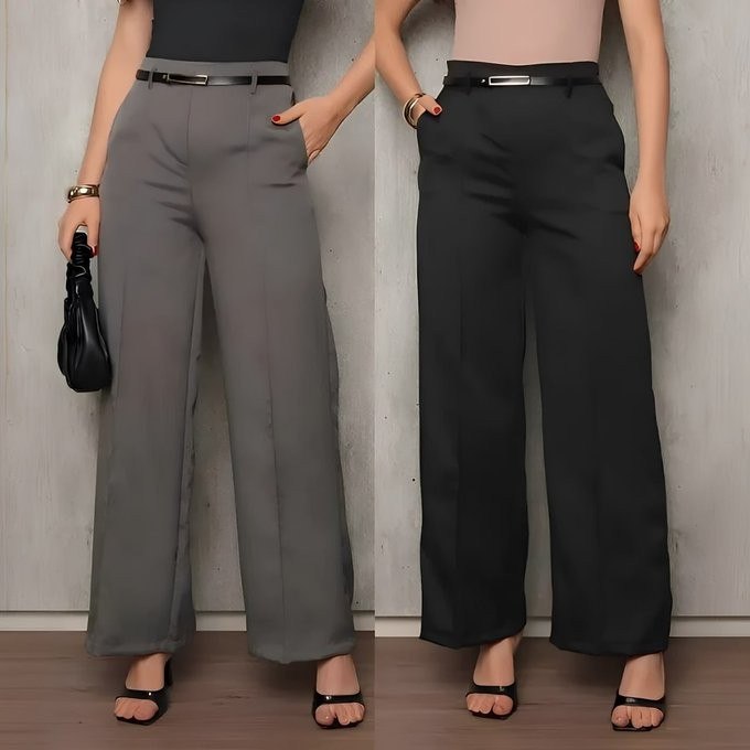 Kit com 2 Calça Pantalona c/ Cinto