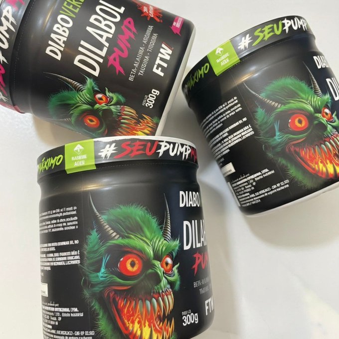 Dilabol Pump Pré Treino Pote 300g Sabor Frutas Vermelhas Diabo Verde