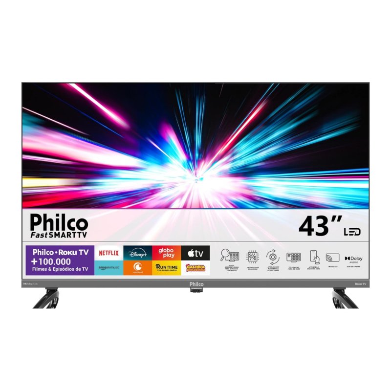 Smart TV 43" Philco Roku TV HDR10 Dolby Áudio