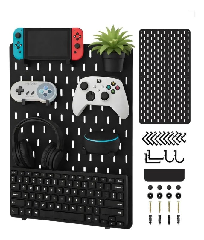 Pegboard Gamer Mdf Premium Organizador Setup Gamer Preto