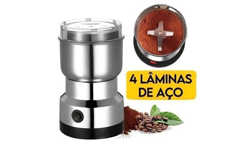 Moedor Multifuncional de Café e Especiarias 110V com Design em Aço Inoxidável 4 Lâminas
