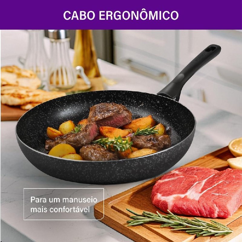 Frigideira Rochedo Stone Pro 30cm Preto