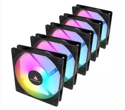 Kit Ventoinhas Acegeek RW12 5x1, Rainbow, 5x120mm, Preto