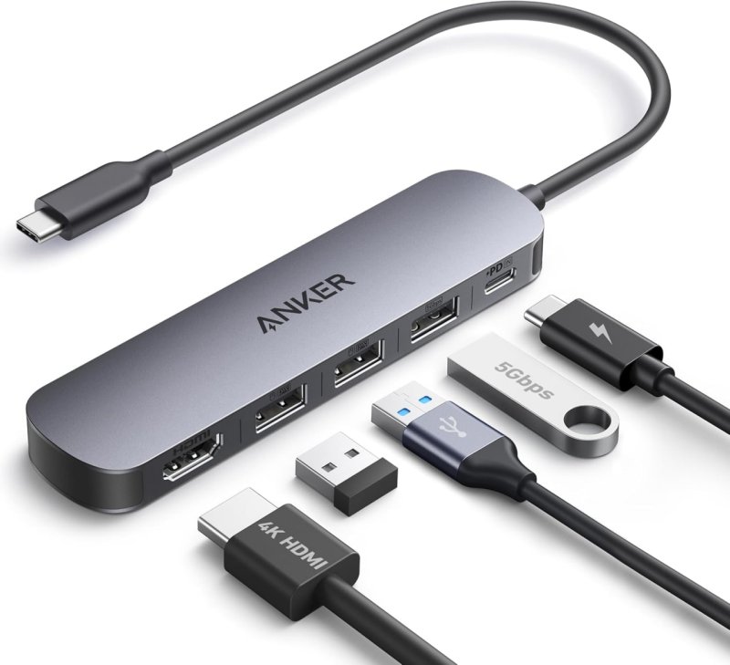 Anker Hub USB-C(5 em 1), HDMI 4K@30Hz com Entrega de Energia Máxima de 100W