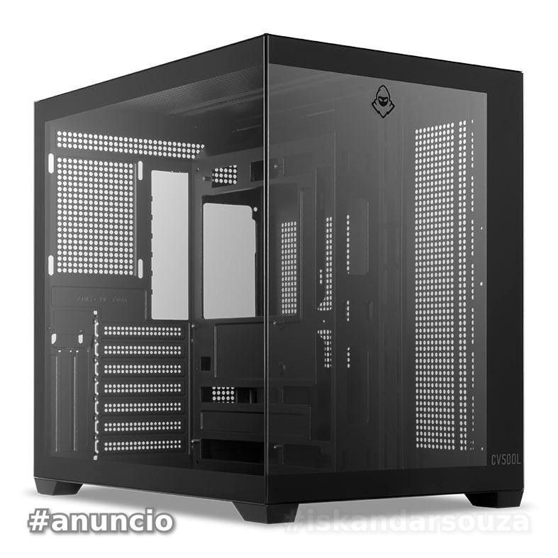 Gabinete Gamer Aquário Mancer CV500L, Mid Tower, Lateral De Vidro, Preto, MCR-CV500L-BK