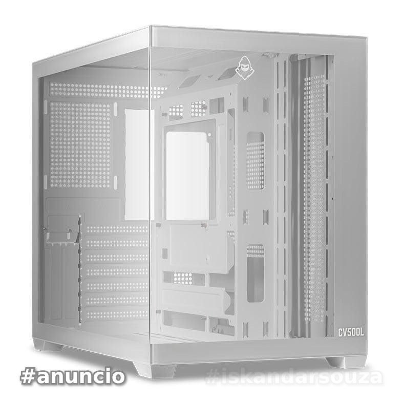 Gabinete Gamer Aquário Mancer CV500L, Mid Tower, Lateral De Vidro, Branco, MCR-CV500L-WH