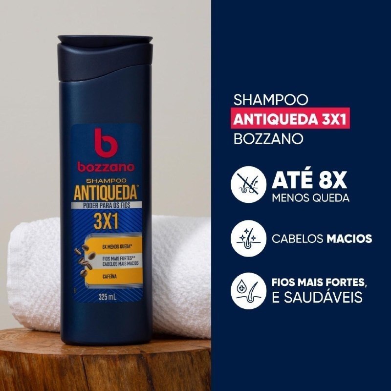 5x Bozzano Shampoo Antiqueda 3x1 325ml