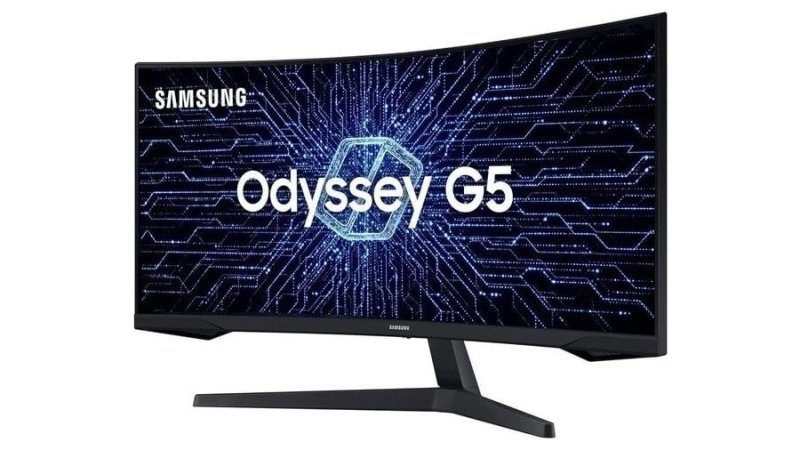 Monitor Gamer Curvo Samsung Odyssey 34’’, Ultra WQHD, 165Hz, 1ms, tela ultrawide, HDMI, Display Port, Freesync Premium, preto, série G5