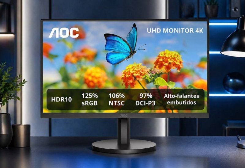 Monitor 27 4K U27B3A/57 HDR10 Alto falantes Integrados Bivolt AOC