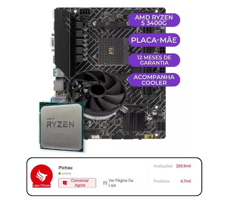 Kit Upgrade Gamer, AMD Ryzen 5 3400g + B450m
