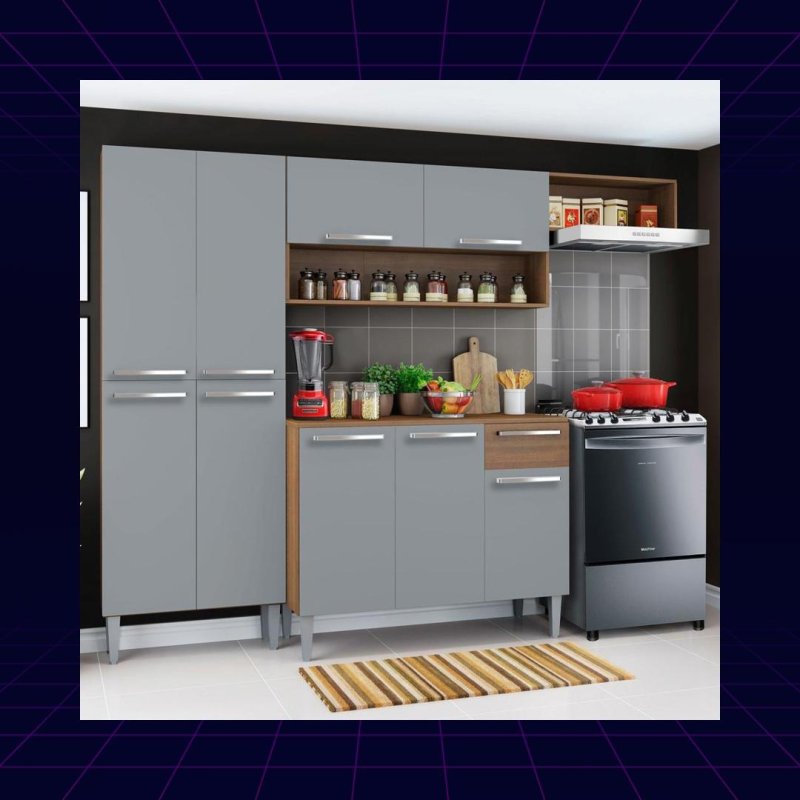 Armário de Cozinha Compacta Rustic/Cinza Emilly Top Madesa