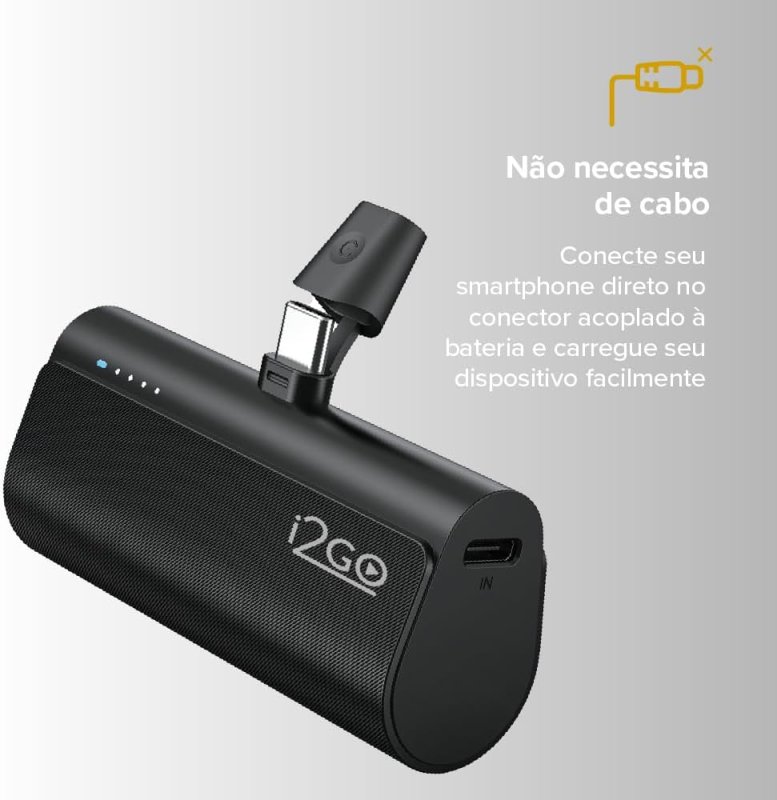 I2GO Power Bank Pocket 5000mAh - USB-C - Sem Cabos
