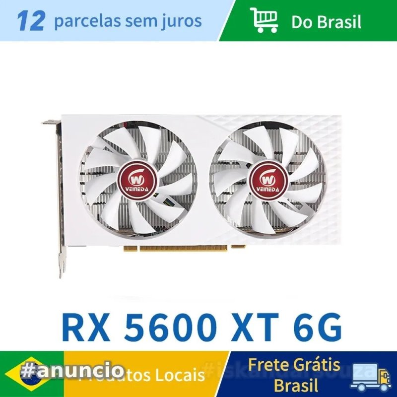 Veineda RX5600xt 6GB White Placa de Vídeo AMD RX 5600 XT