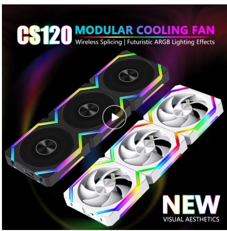 Kit 3 fans UniFan Magnética Jumpeak CS120 aRGB 5v reverse ou normal 360mm cs 120