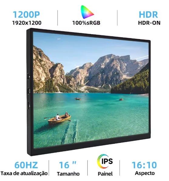 Monitor Portátil ZSUS 16 Polegadas (1920*1200P) 60Hz