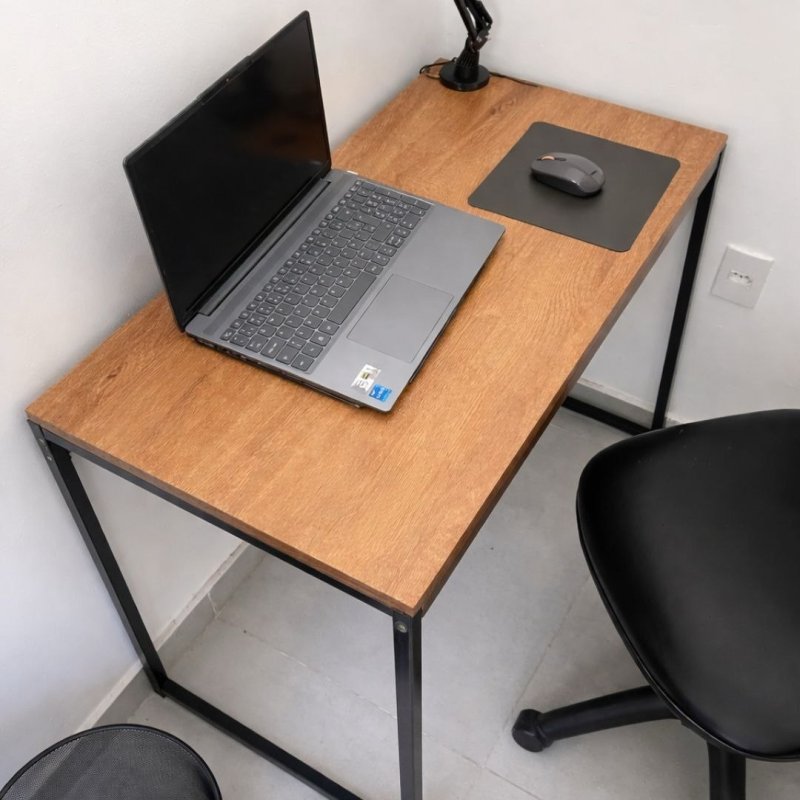 Escrivaninha Industrial Mesa Estudo Aparador Office Aço Mdf