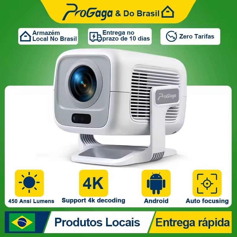 Projetor PROGAGA PG370 1080P, Wifi 6, Android 11, 450 ANSI Lumens