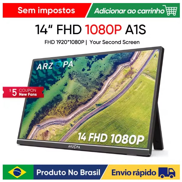 ARZOPA 14.0'' 1080P FHD IPS Portable Monitor with USB C HDMI