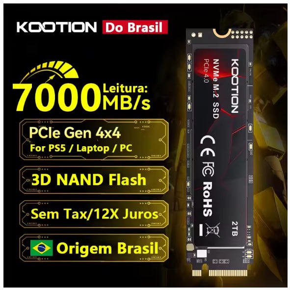 KOOTION SSD Nvme M2 2TB Gen4 NMVE Unidade de estado sólido