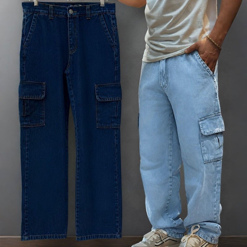 Kit 2 Calça Cargo Jeans Premium Larga Streer Over + Frete Grátis