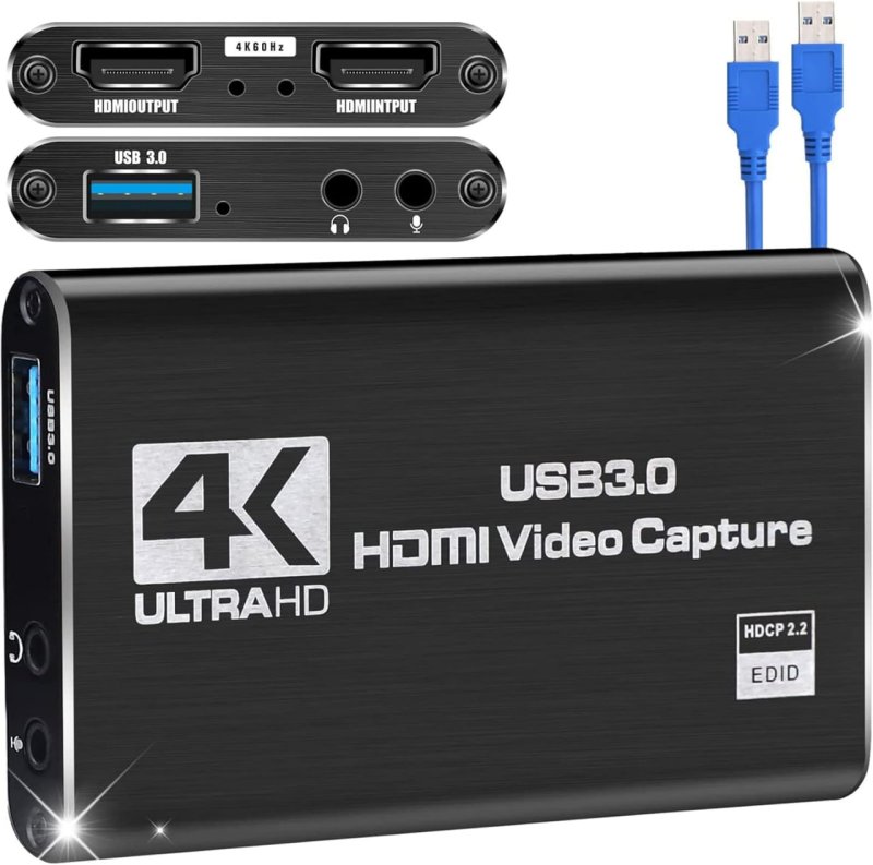 Hlily Placa de captura de vídeo HDMI Nintendo Switch, Placa de captura de jogos 4K 1080P 60FPS