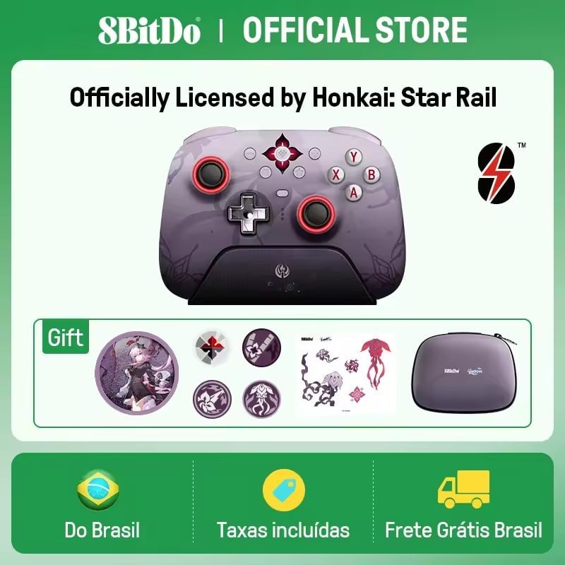 Controle 8BitDo Sem Fio Ultimate 2 Edição Honkai Star Rail Evernight