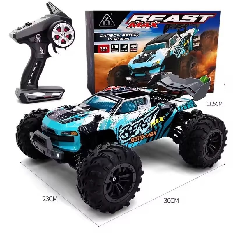Carrinho RC PRO/MAX 1:16 4WD Brushless Alta Velocidade 80KM/H – Controle Remoto Off-Road Drift Profissional