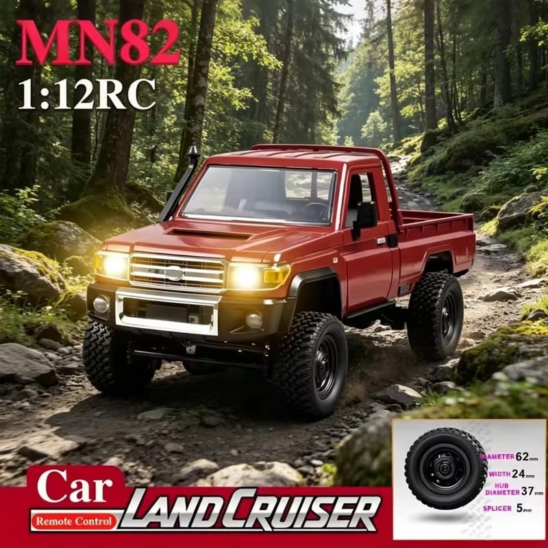 Toyota Land Cruiser Carrinho de Controle Remoto MN82, 4WD, Escala 1:12, Profissional, Faróis Funcionais (Produto Licenciado Oficial)