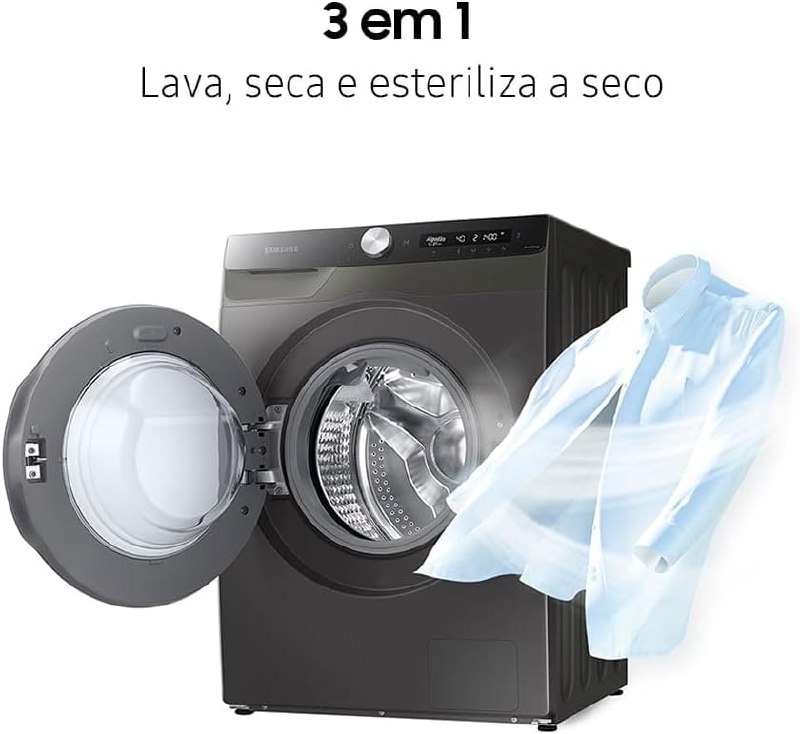 Lava & Seca 11Kg Samsung WD11T SmartThings Inox Look com 12 Programas de Lavagem - 110V