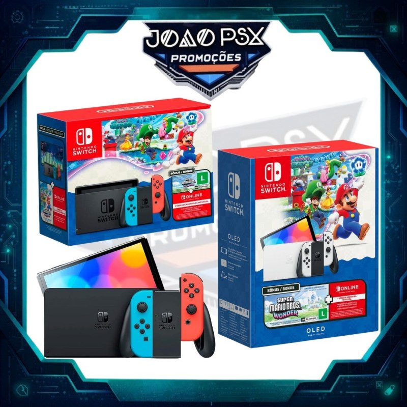 Bundle Nintendo Switch + Super Mario Bros. Wonder + 3 Meses de Assinatura Nintendo Switch Online