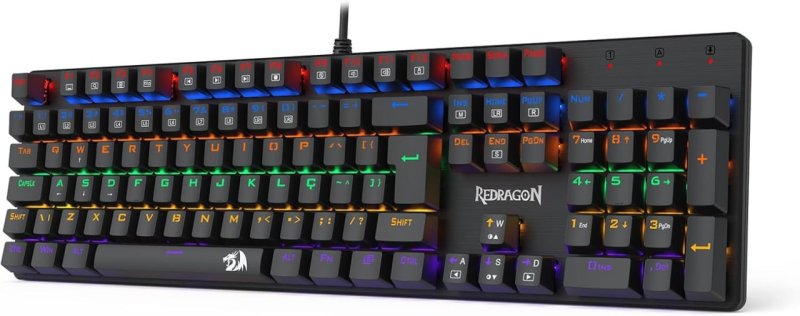 TECLADO MECÂNICO GAMER REDRAGON VALHEIM ILUMINAÇÃO RAINBOW PRETO SWITCH BROWN