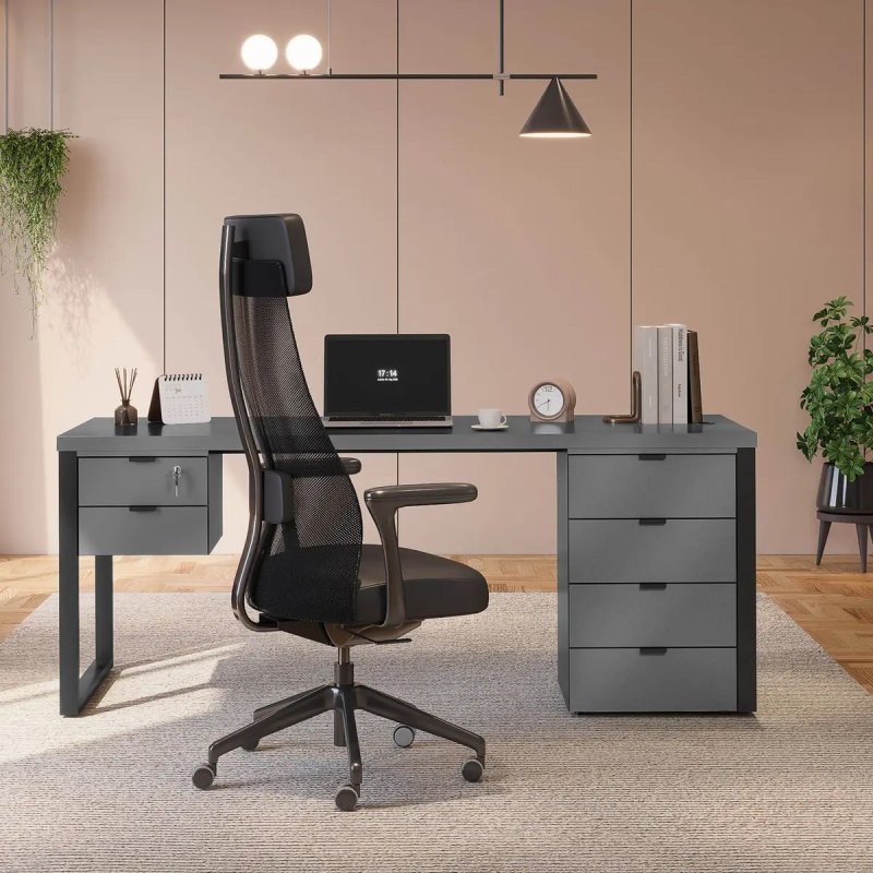 Mesa Diretor Kappesberg Office Platinum 190cm Chumbo
