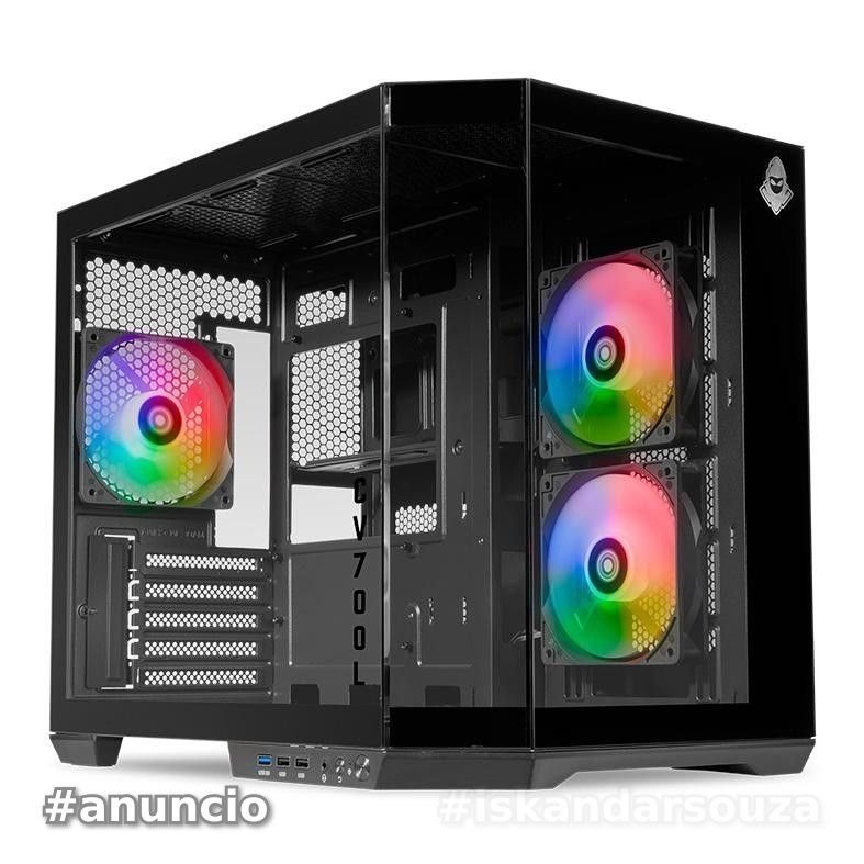 Gabinete Gamer Mancer CV700L, Mid Tower, Lateral De Vidro, 3 Fans ARGB, Preto, MCR-CV700L-BK3F