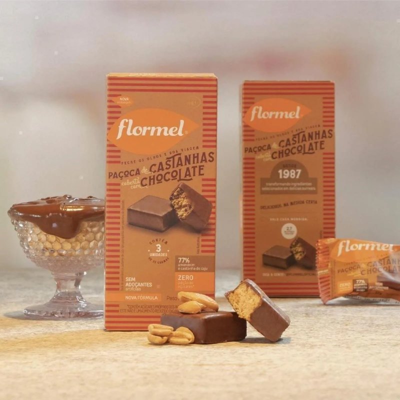 Pacoca de Castanhas Chocolate Zero (Display com 3 Unidades de 20 Gramas)