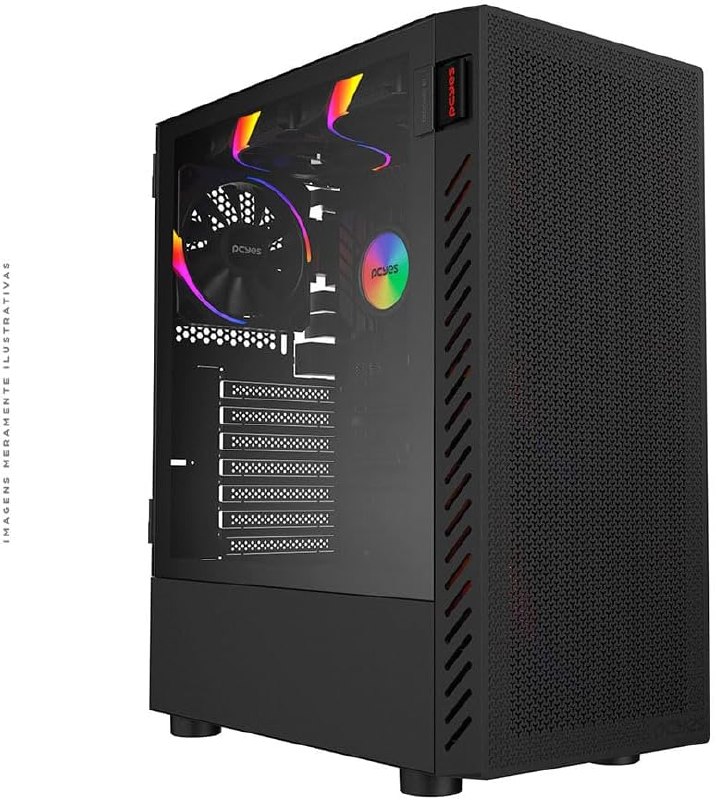 GABINETE GAMER BOLTER BLACK VULCAN - LATERAL EM VIDRO - PCYES - GBBVPBR