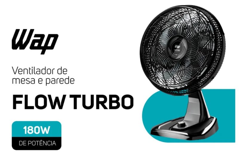 Ventilador de Parede e Mesa Wap Flow Turbo com 8 Pás 3 Velocidades