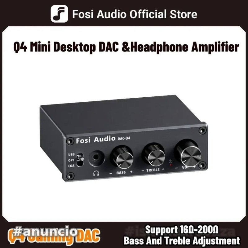 Fosi audio q4 mini estéreo usb gaming dac & amplificador