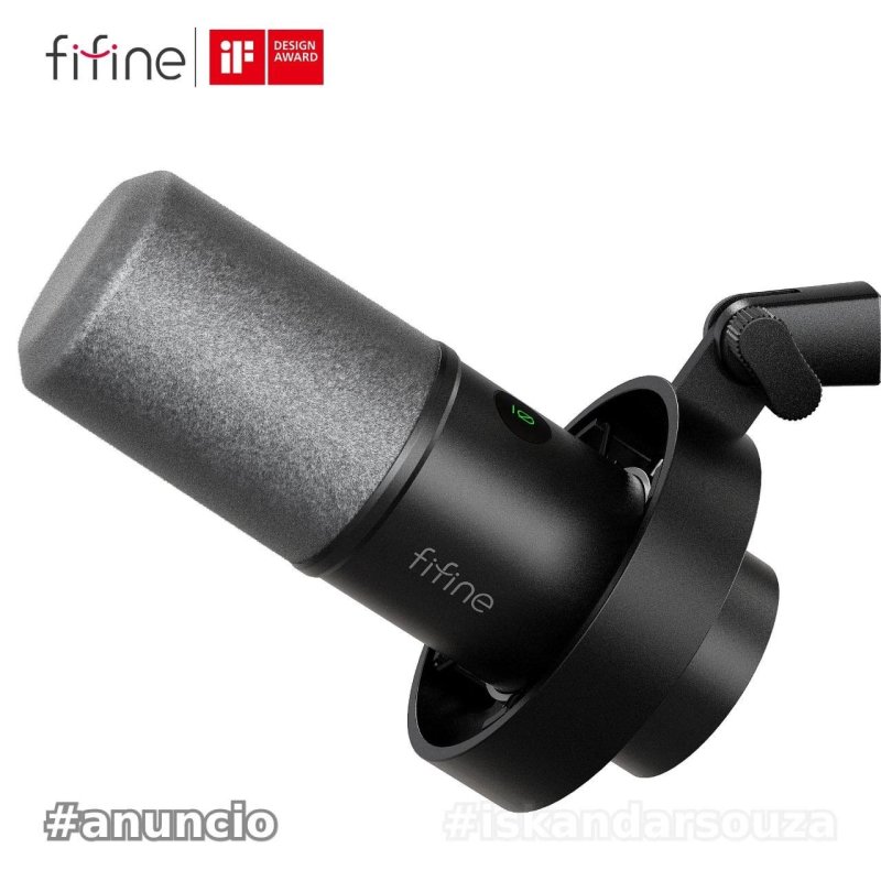 Microfone K688 dinâmico XLR de gravação FIFINE com monitoramento em tempo real (SOMENTE COR BRANCA)
