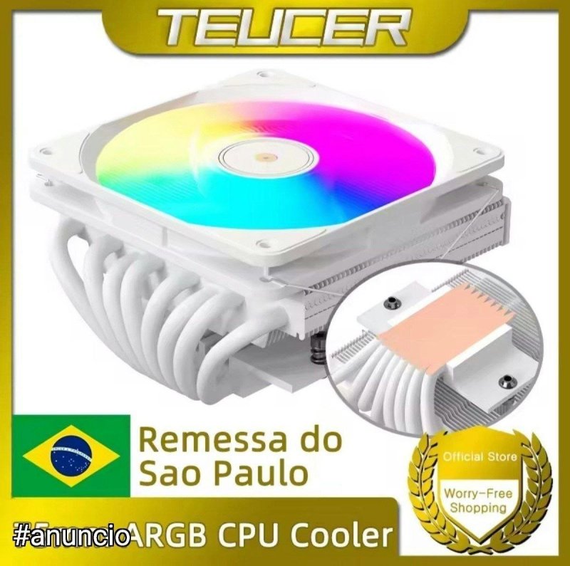 CPU cooler Teucer UT-75 Low profile 8 heatpipes Argb