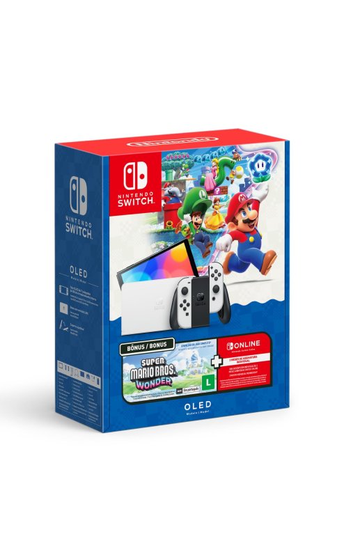 Bundle Nintendo Switch OLED + Super Mario Bros. Wonder + 3 Meses de Assinatura Nintendo Switch Online