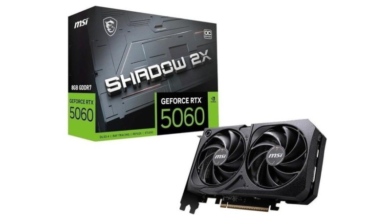 Placa de Video MSI RTX 5060 Shadow 2X OC, 8GB, GDDR7-912-V537-037