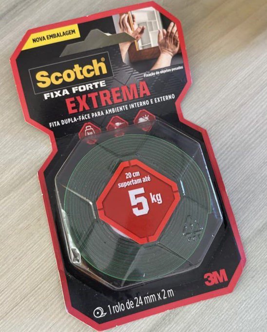 Scotch, 3M, Fixa Forte, Fita Dupla Face, Fixação Extrema, 24mm x 2m