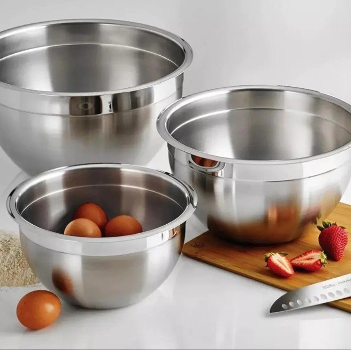Conjunto 3 Tigelas Fundo Bowl Em Aco Inox Redonda Mundilar