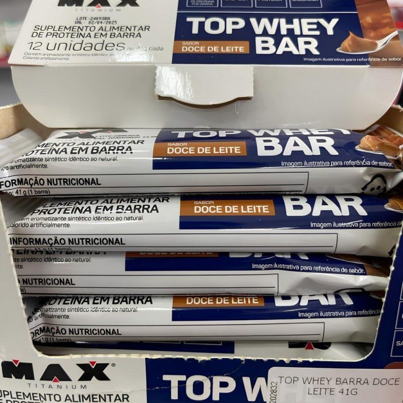 Max Titanium Top Whey Bar 12 Unidades De 41G (Doce de Leite)
