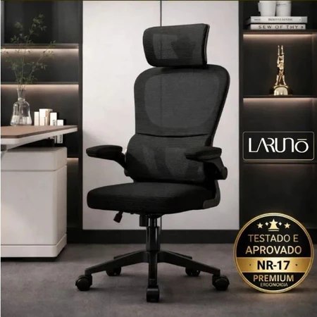 Cadeira de Escritório Ergonômica preta Apoio Lombar LARUNO