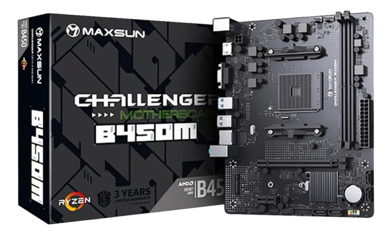 Placa Mãe Maxsun B450M MS-Challenger AM4 DDR4 M-ATX AMD