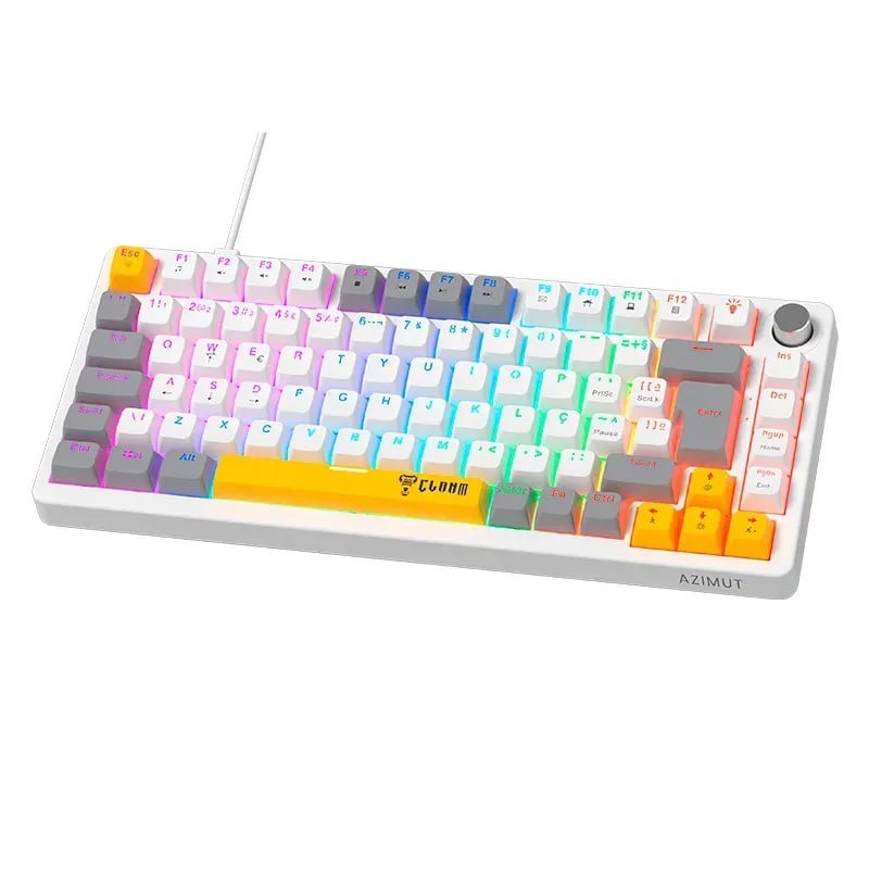 Teclado Mecânico Gamer 75% Clanm Azimut Lyra Switch Red Rgb Branco/cinza Português Brasil