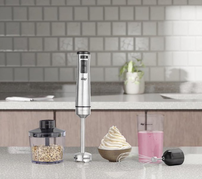 WAP Mixer Elétrico 3 em 1 com Processador, Miniprocessador e Batedor de Clara em Inox Prosdócimo WM1 1000W 220V